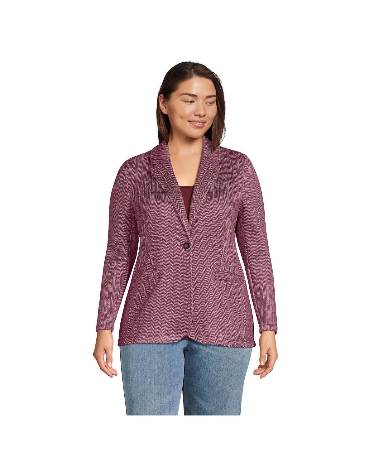 Lands End Plus Size Sweater Fleece Blazer Jacket - The Blazer Product Image