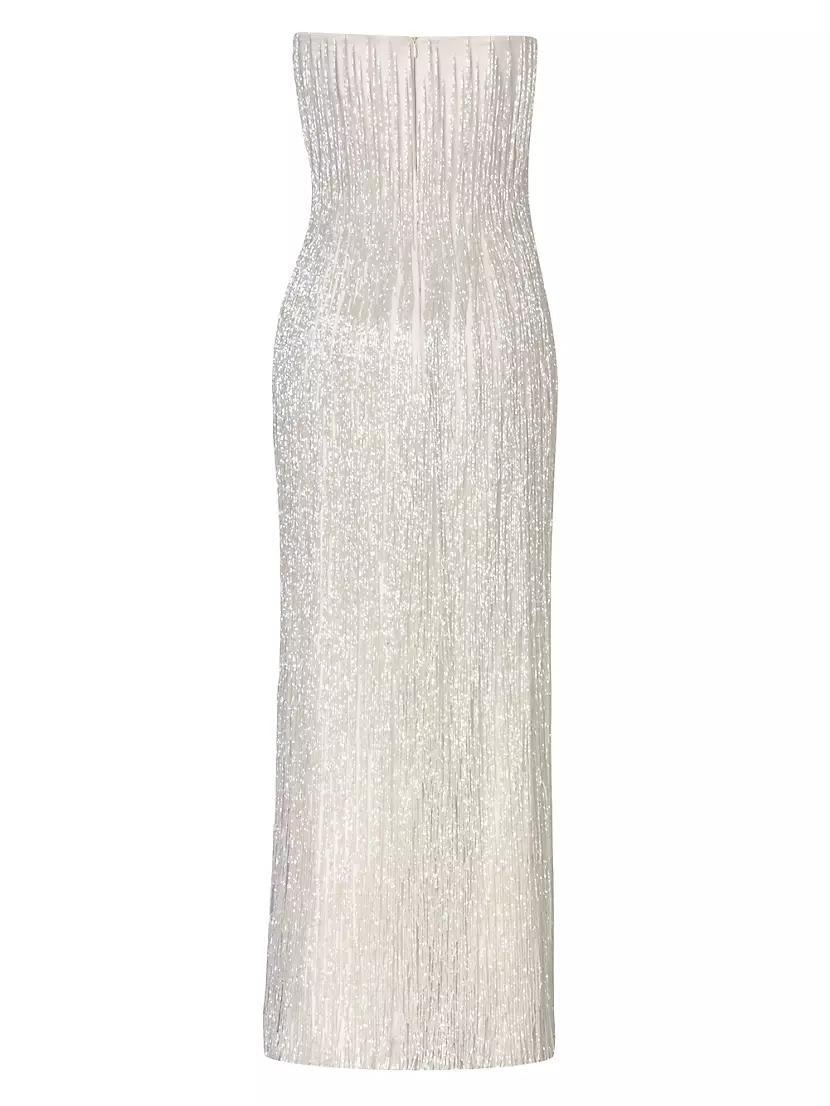 Sarakiniko Magia Fringed Strapless Maxi Dress Product Image