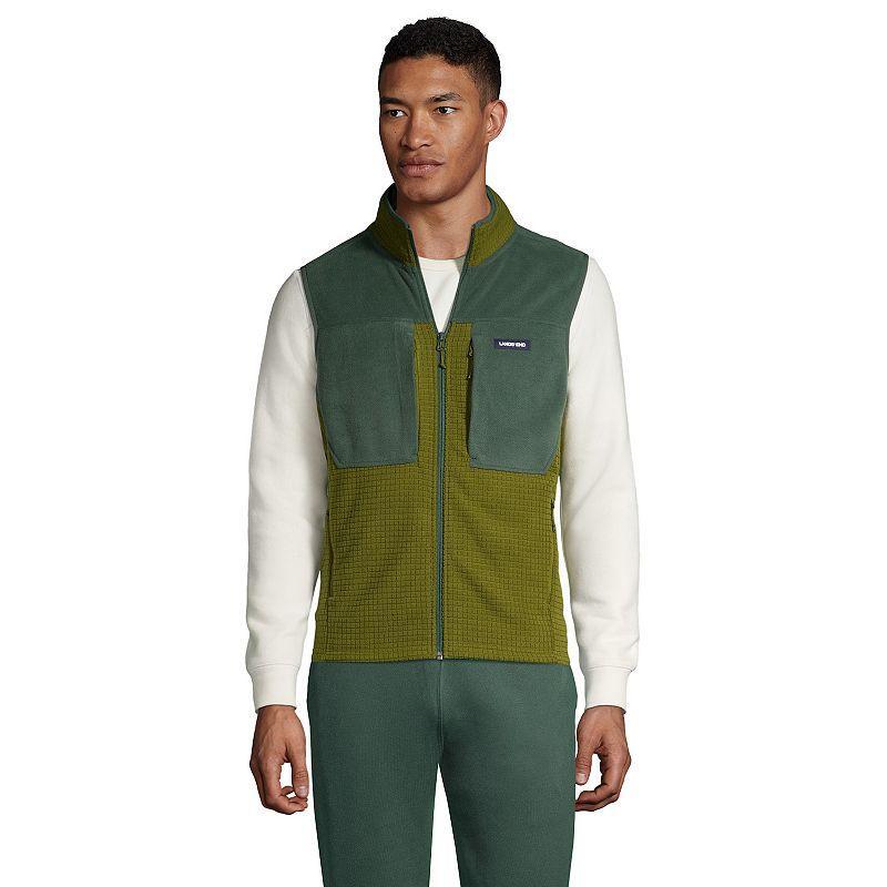 Big & Tall Lands End Colorblock Grid Fleece Vest, Mens Product Image