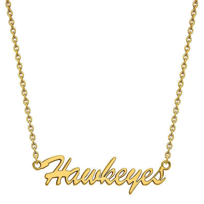 LogoArt Sterling Silver 14k Gold Plated Iowa Hawkeyes Name Medium Necklace, Womens Product Image