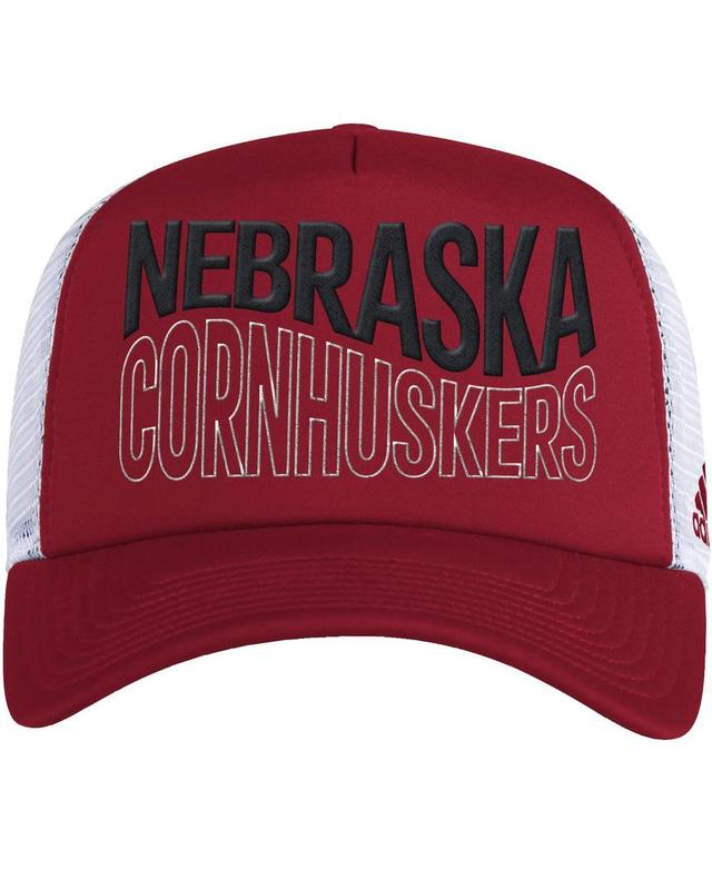 Mens adidas Scarlet/White Nebraska Huskers Wave Foam Trucker Snapback Hat Product Image