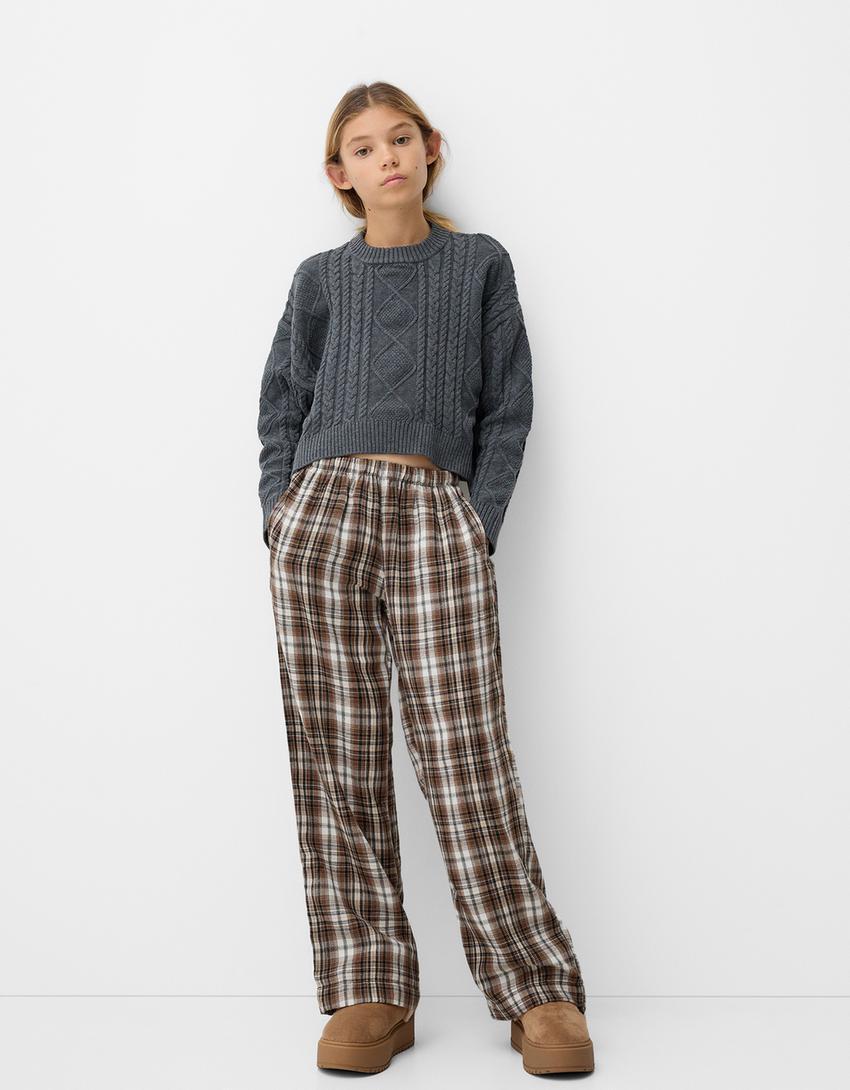 Straight fit plaid pants Product Image