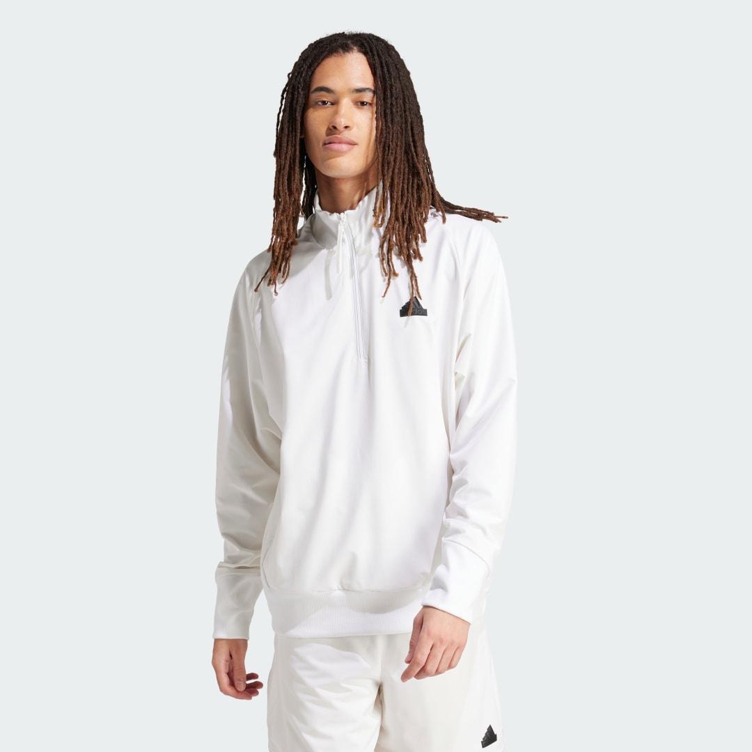 adidas Z.N.E. Woven Quarter-Zip Sweatshirt White S Mens Product Image