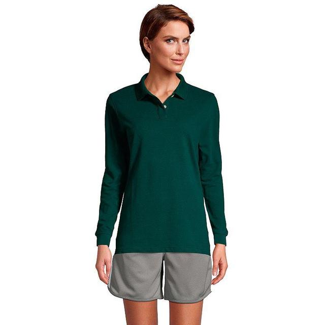 Lands End School Uniform Womens Long Sleeve Mesh Polo Shirt Product Image