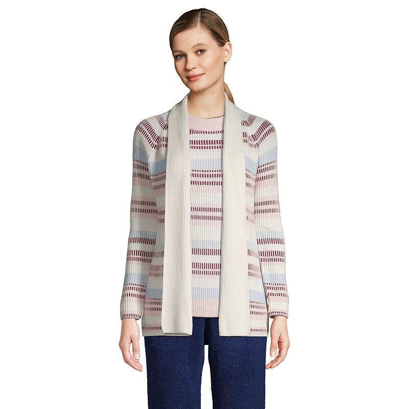 Petite Lands End Drifter Shaker Open Cardigan Sweater, Womens White Product Image