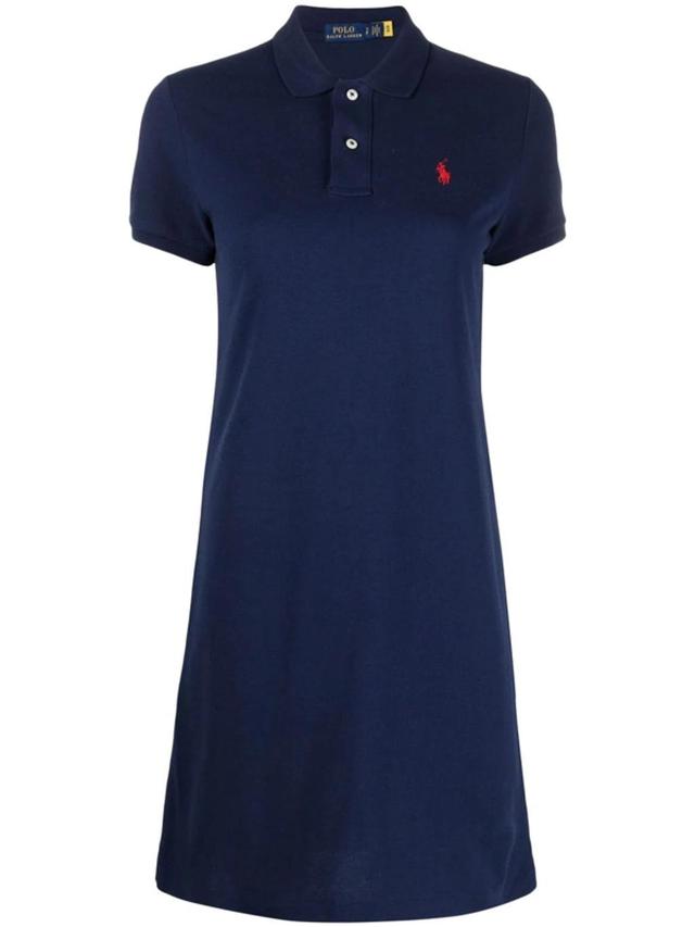 POLO RALPH LAUREN Embroidered Logo Polo Dress In Dark Blue Product Image