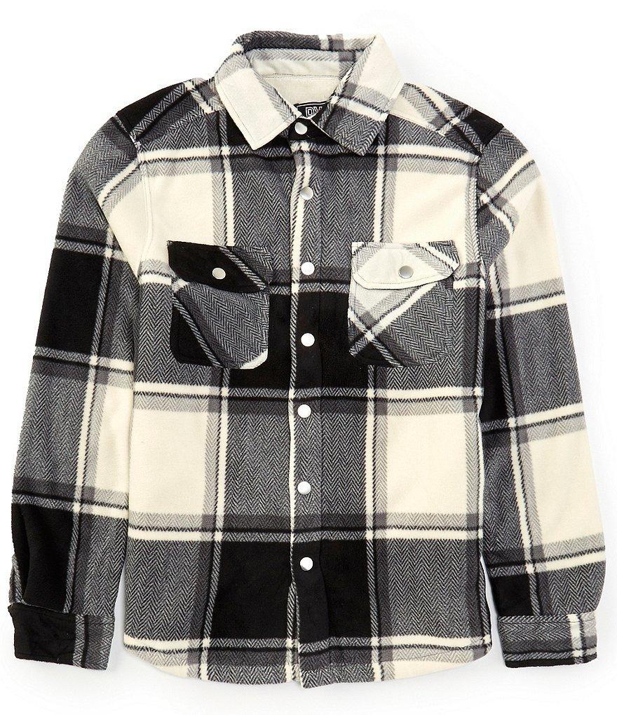 PX Clothing Long Sleeve Plaid Flannel Sherpa Micro Polar Fleece Shirt Product Image