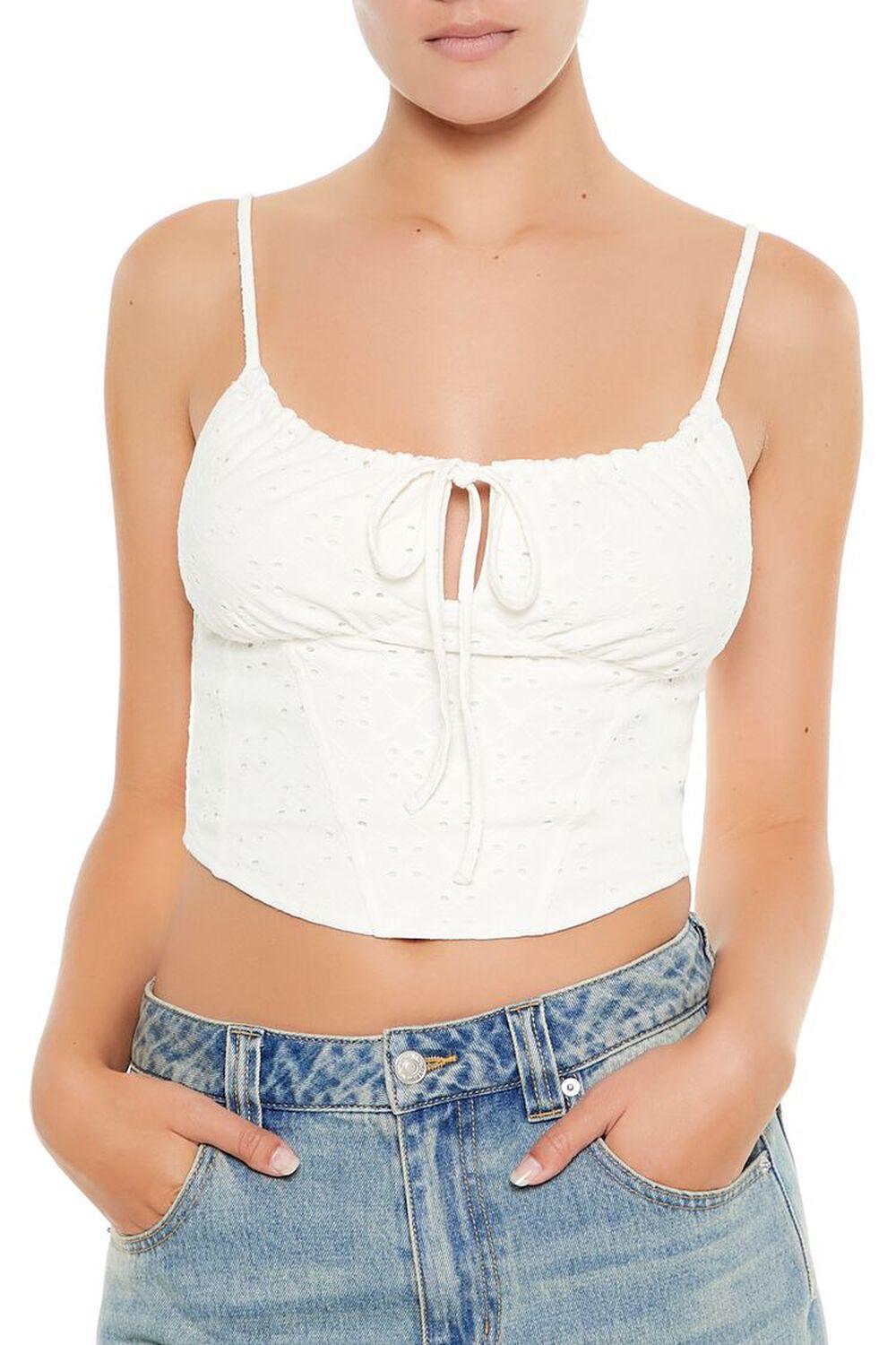 Floral Eyelet Cropped Cami | Forever 21 Product Image