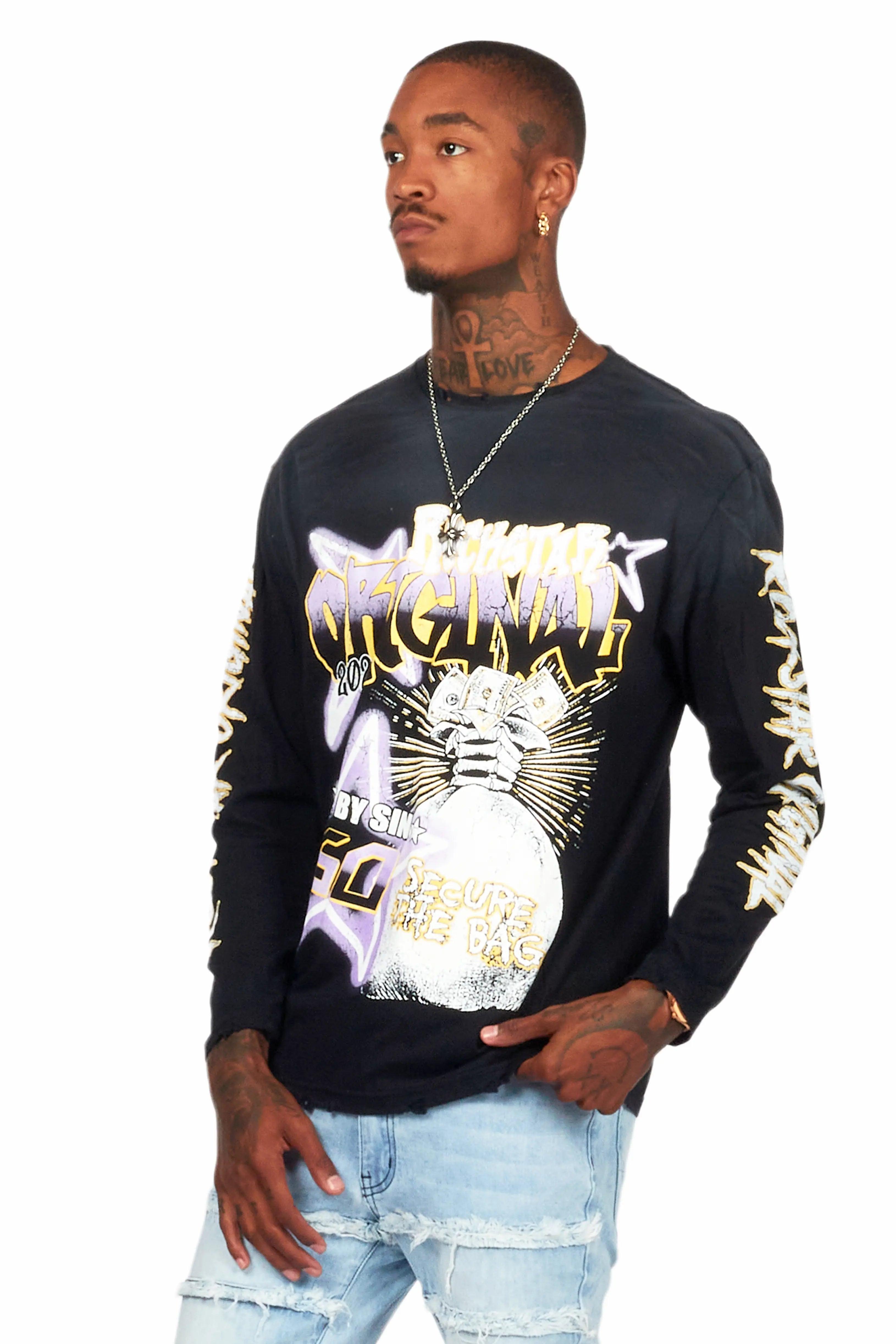 Amelie Black Long Sleeve Graphic T-Shirt Male Product Image