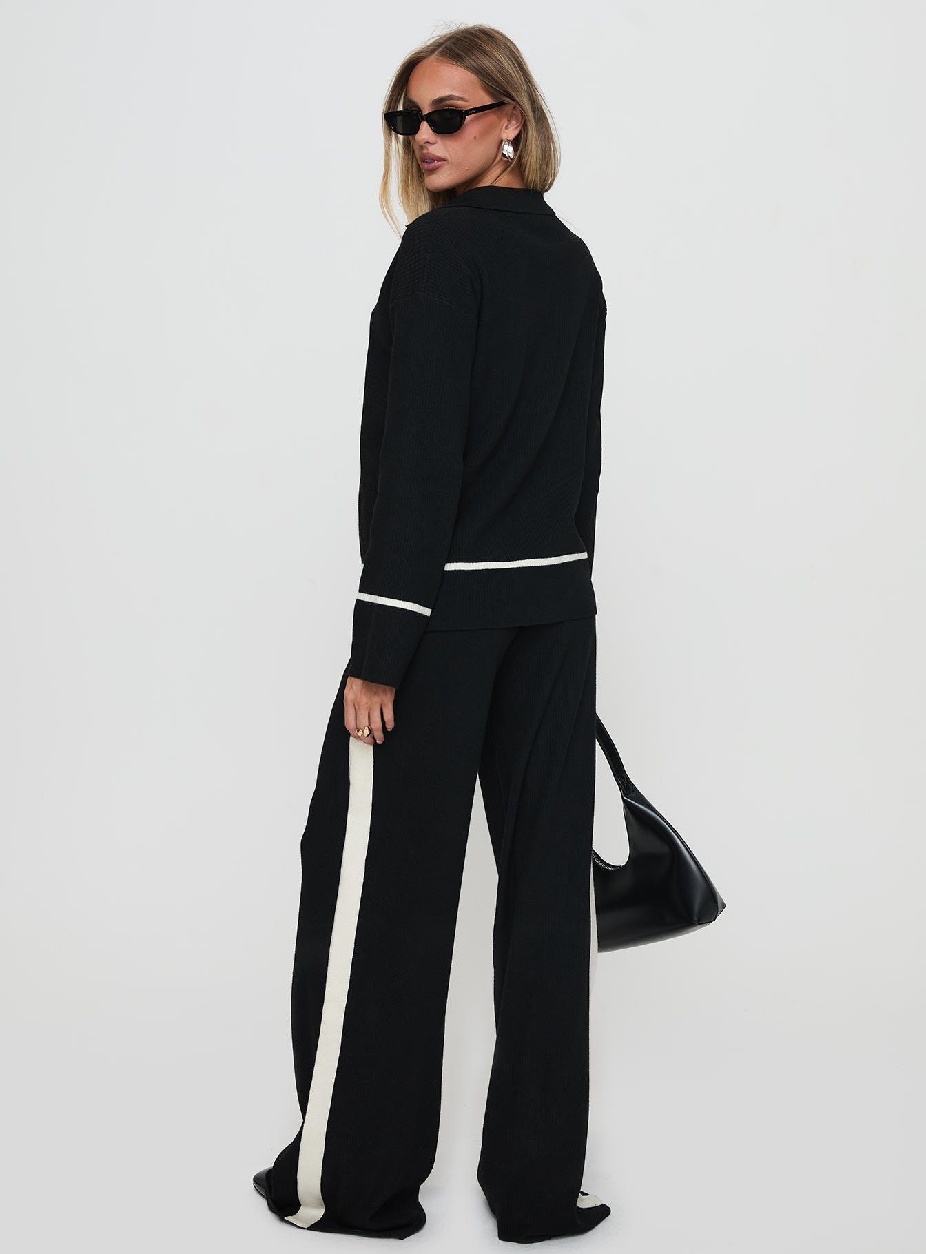 Kester Tie Front Knit Set Black Product Image