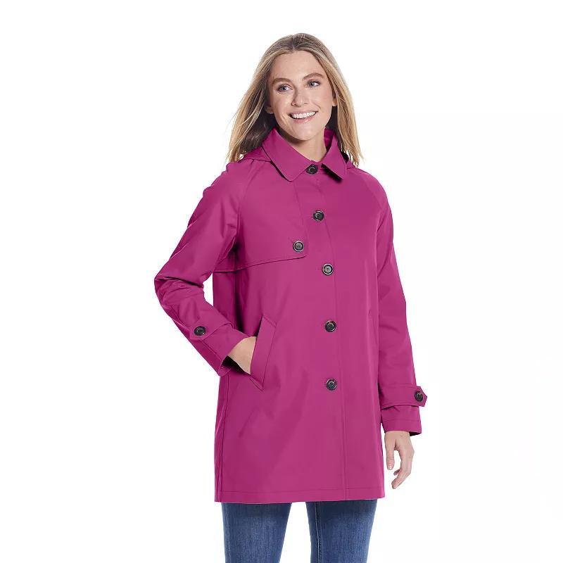 Womens Weathercast Lightweight Button Front Hooded Topper Jacket Pink Product Image