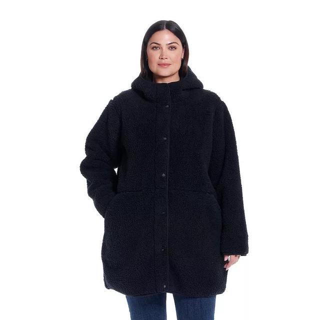 Plus Size Weathercast Hooded Sherpa Fleece Jacket, Womens Product Image