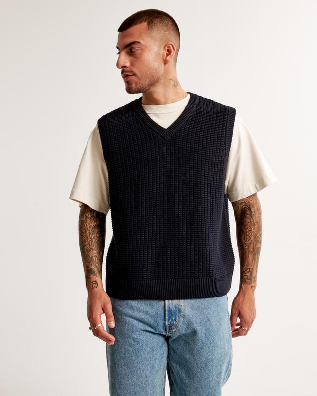 Oversized Stitchy Sweater Vest Product Image