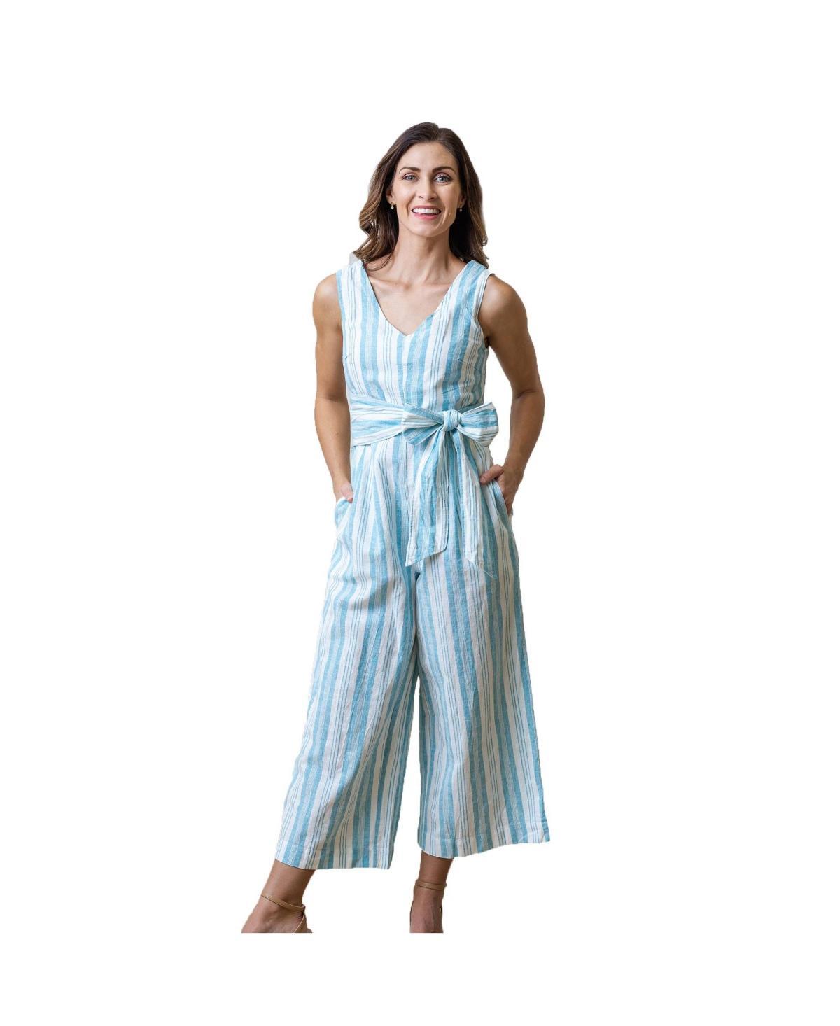 Hope & Henry Womens Woven Sleeveless Tie-Waist Jumpsuit with Wide Leg Product Image