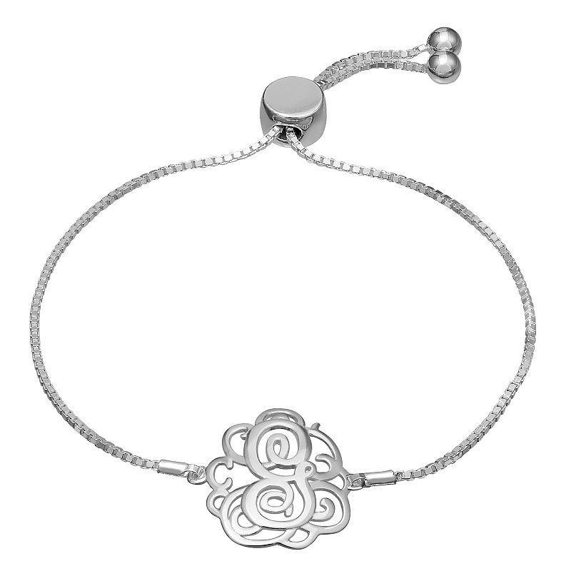 PRIMROSE Sterling Silver Monogram Initial Adjustable Bracelet, Womens, Sterling O Product Image