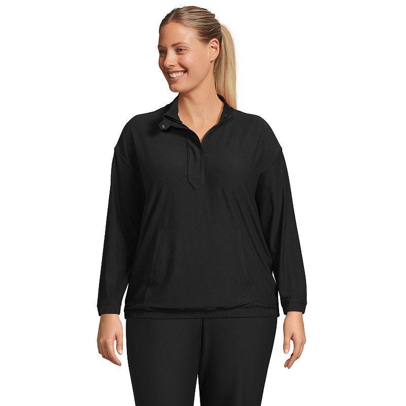 Plus Size Lands End Long Sleeve Performance Zip Front Popover Top, Womens Product Image