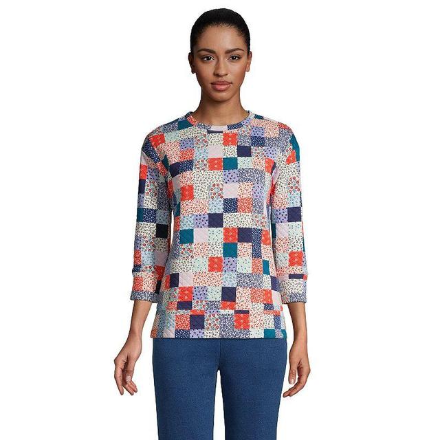 Womens Lands End Quilted Crewneck Top Product Image