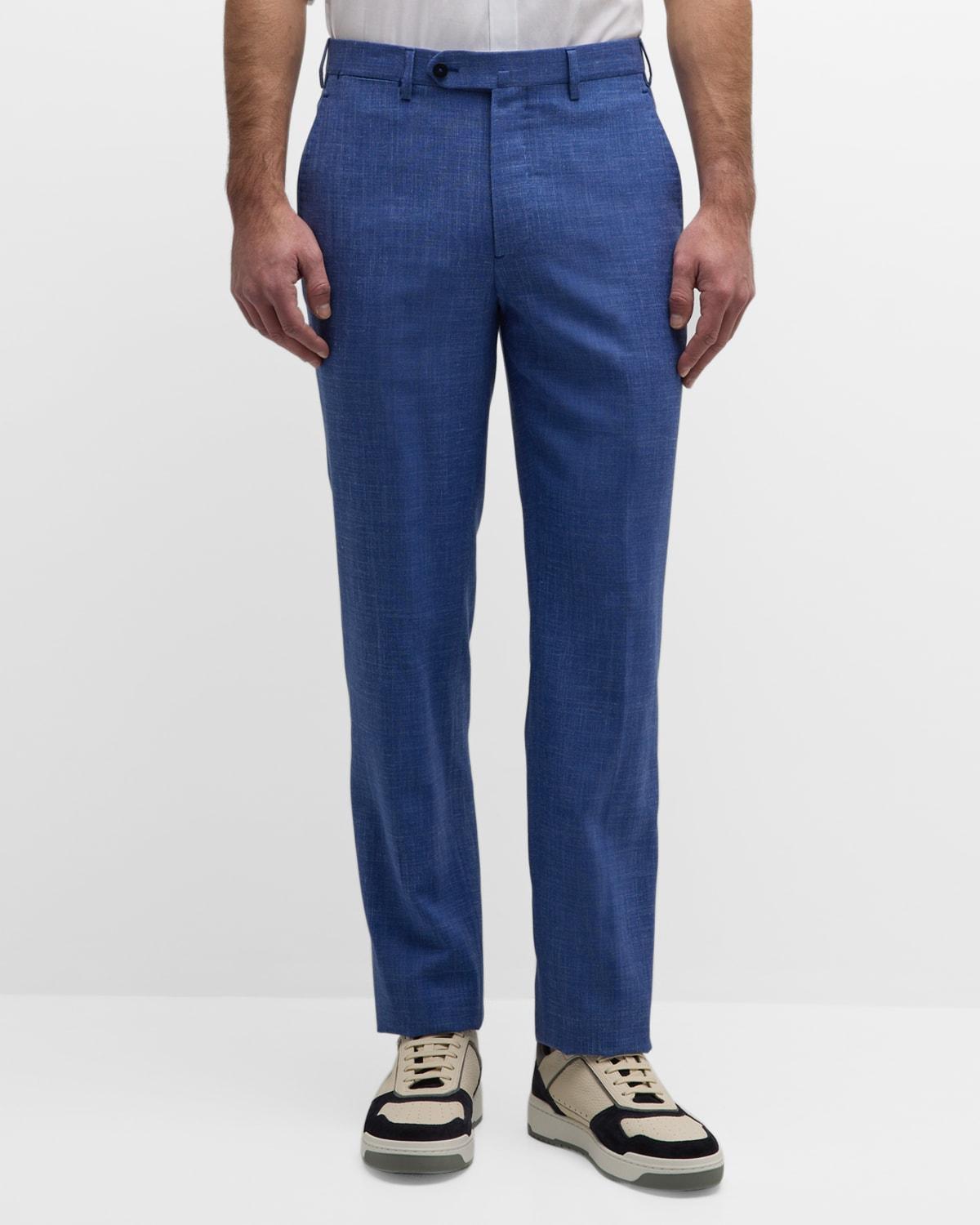 Mens Cropped Linen-Blend Pants Product Image