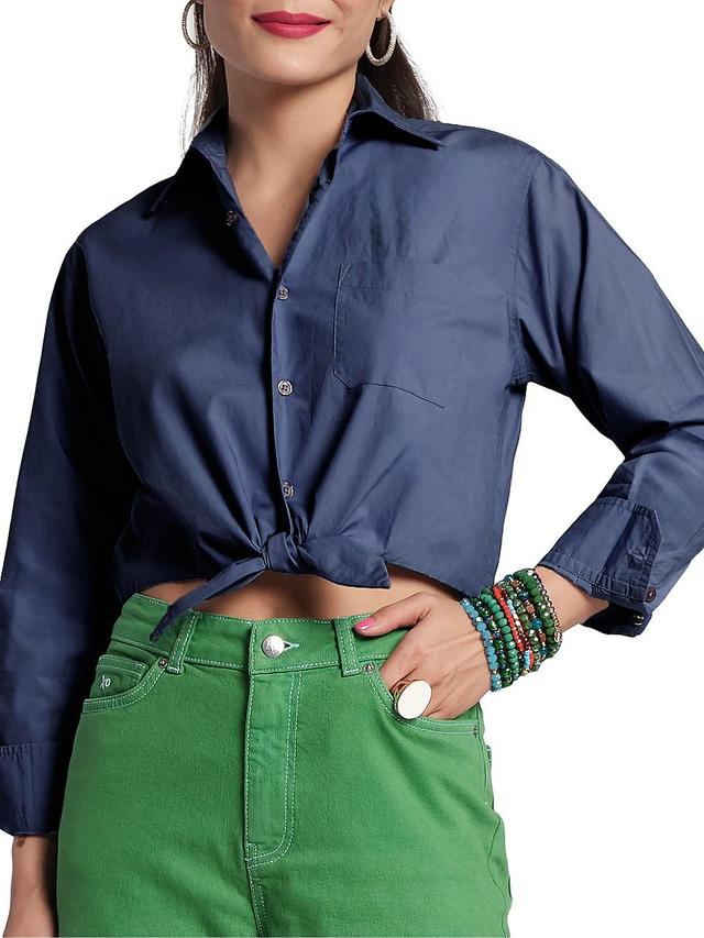 Womens Ellie Cotton Poplin Crop Shirt Product Image