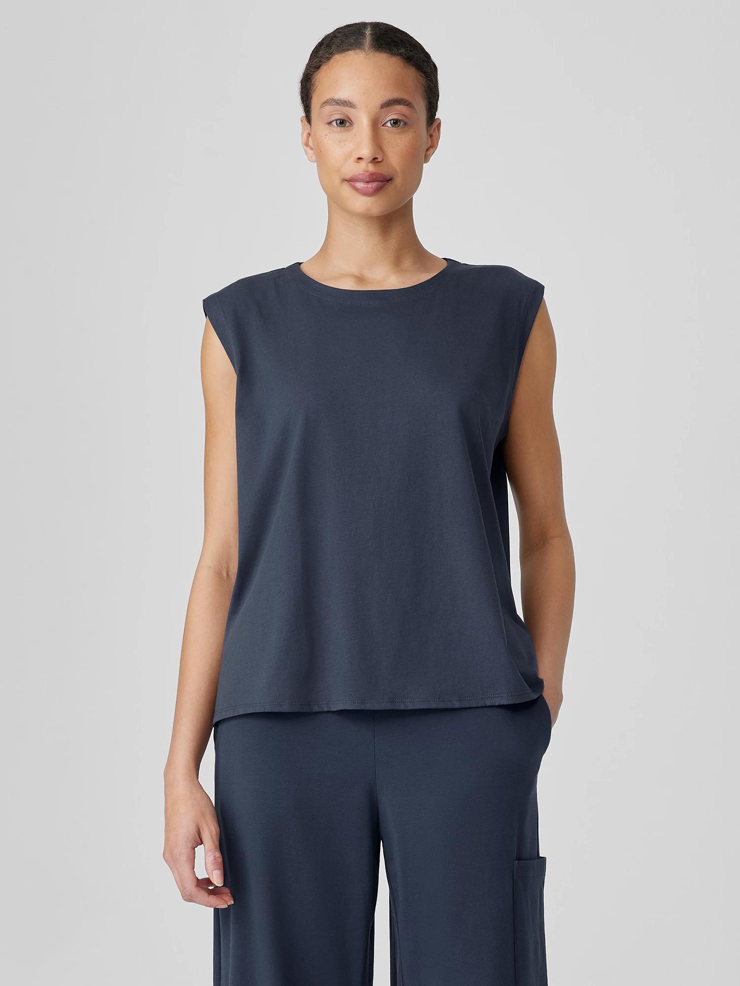 EILEEN FISHER Organic Pima Cotton Jersey Round Neck Tankfemale product image