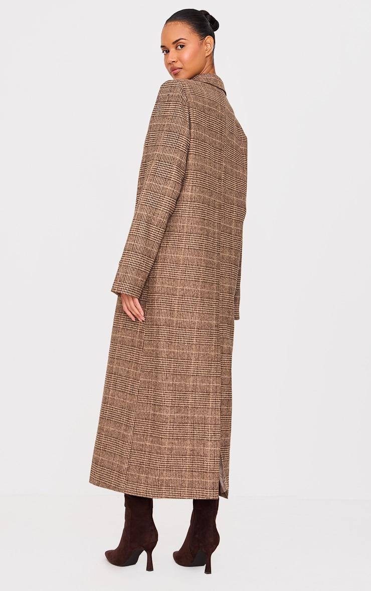  Brown Check Oversized Trench Coat Product Image