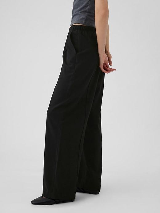 Wide-Leg Seamed Pull-On Pants Product Image