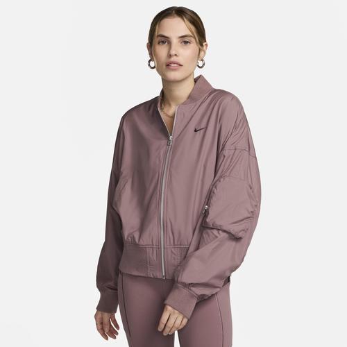 Nike Womens Essential OS Bomber Jacket - Black/Smokey Mauve Product Image