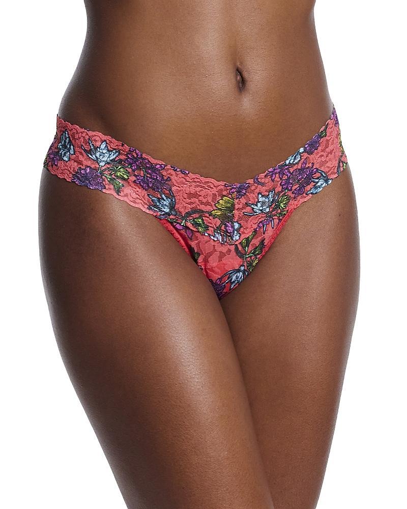 Printed Low-Rise Signature Lace Thong Product Image