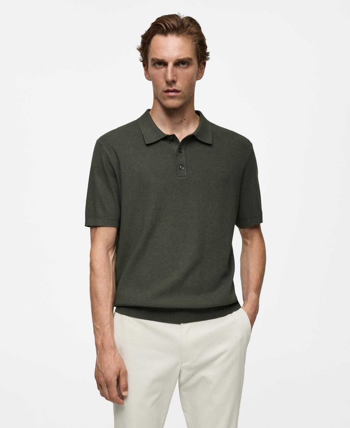 Mango Mens Structured Fine-Knit Polo Shirt Product Image