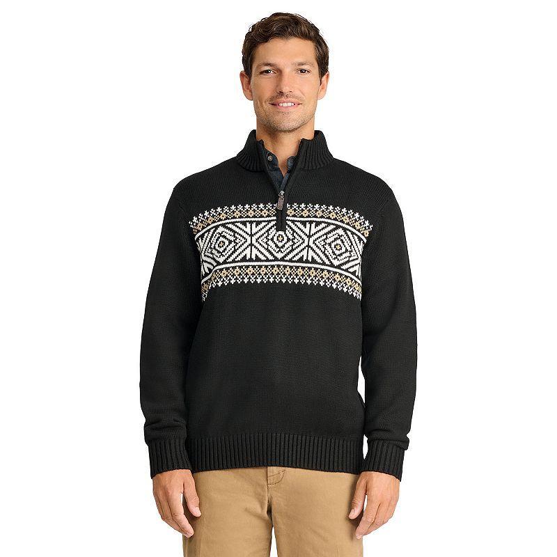 Mens IZOD Fairisle Quarter-Zip Sweater White Ice Fair Isle Product Image