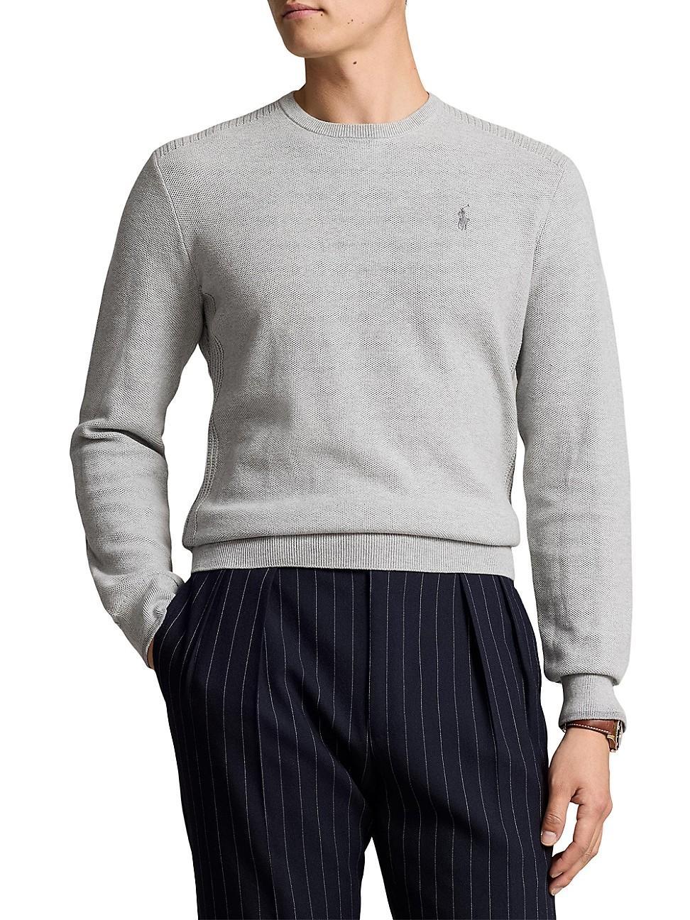 Mens Cotton Paneled Crewneck Sweater Product Image