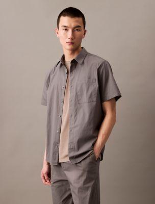 Cotton Blend Short Sleeve Classic Button-Down Shirt Product Image