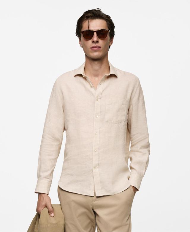 MANGO MAN - Classic fit 100% linen shirt sandMen Product Image