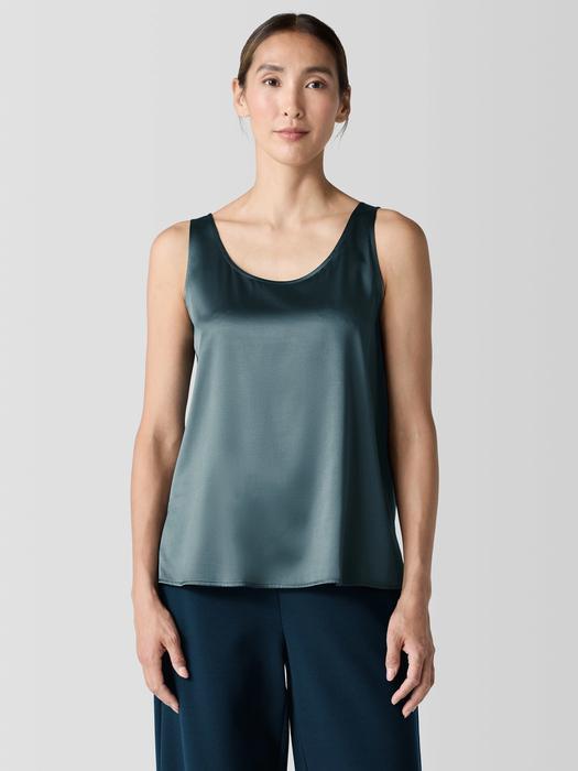 Stretch Silk Charmeuse Scoop Neck Tank Product Image