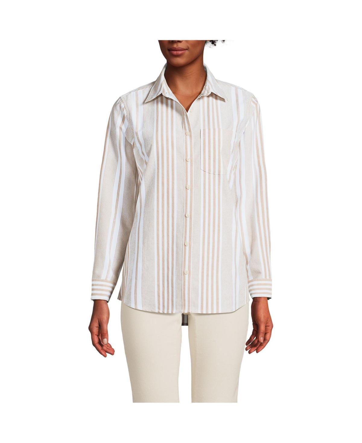 Petite Lands End Long Sleeve Button-Down Oxford Shirt, Womens Product Image