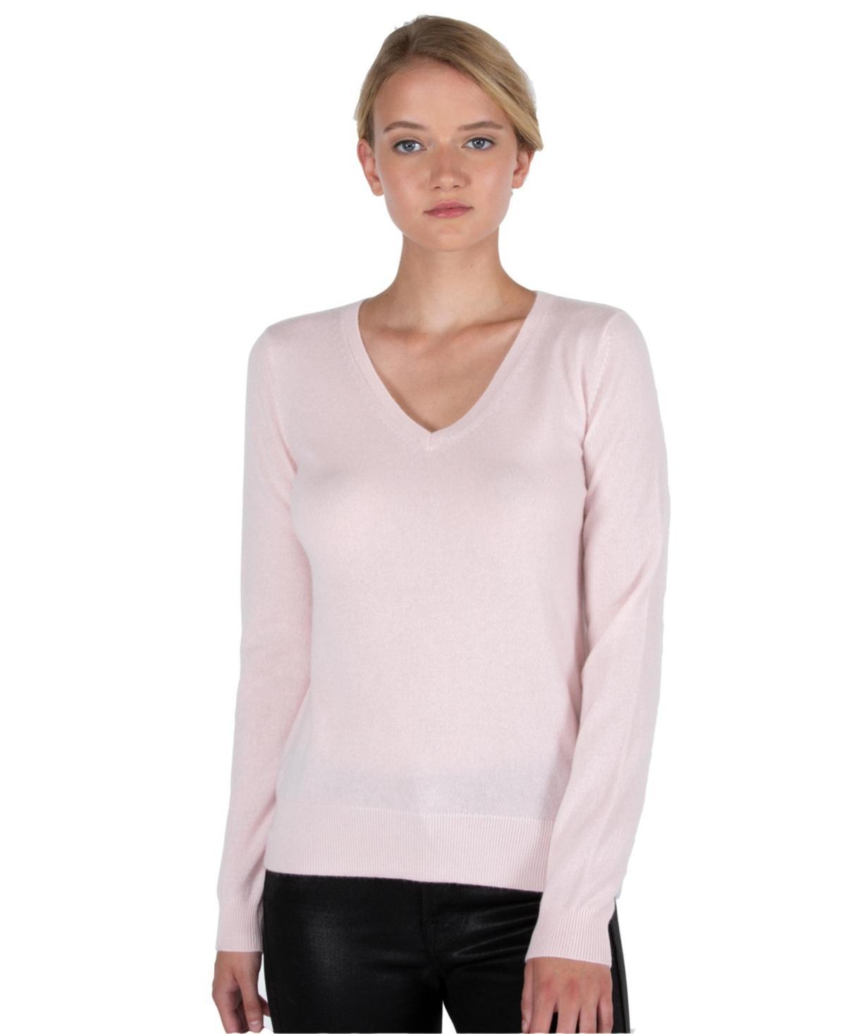 Jennie Liu Womens 100% Pure Cashmere Long Sleeve Pullover V Neck Sweater Product Image