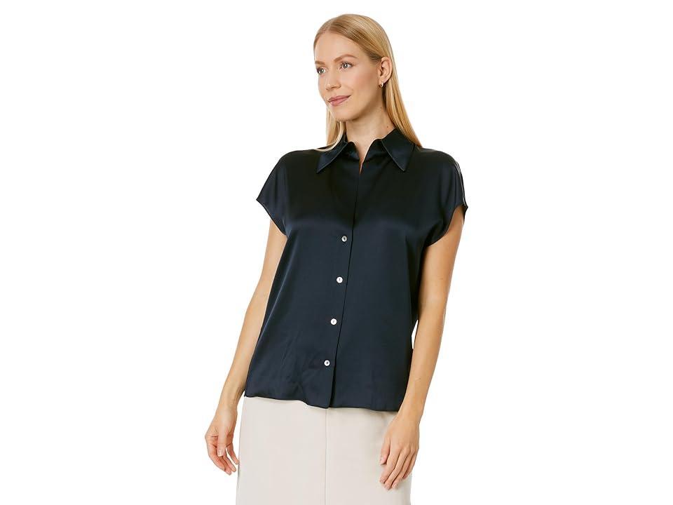 Womens Cap-Sleeve Silk Blouse Product Image