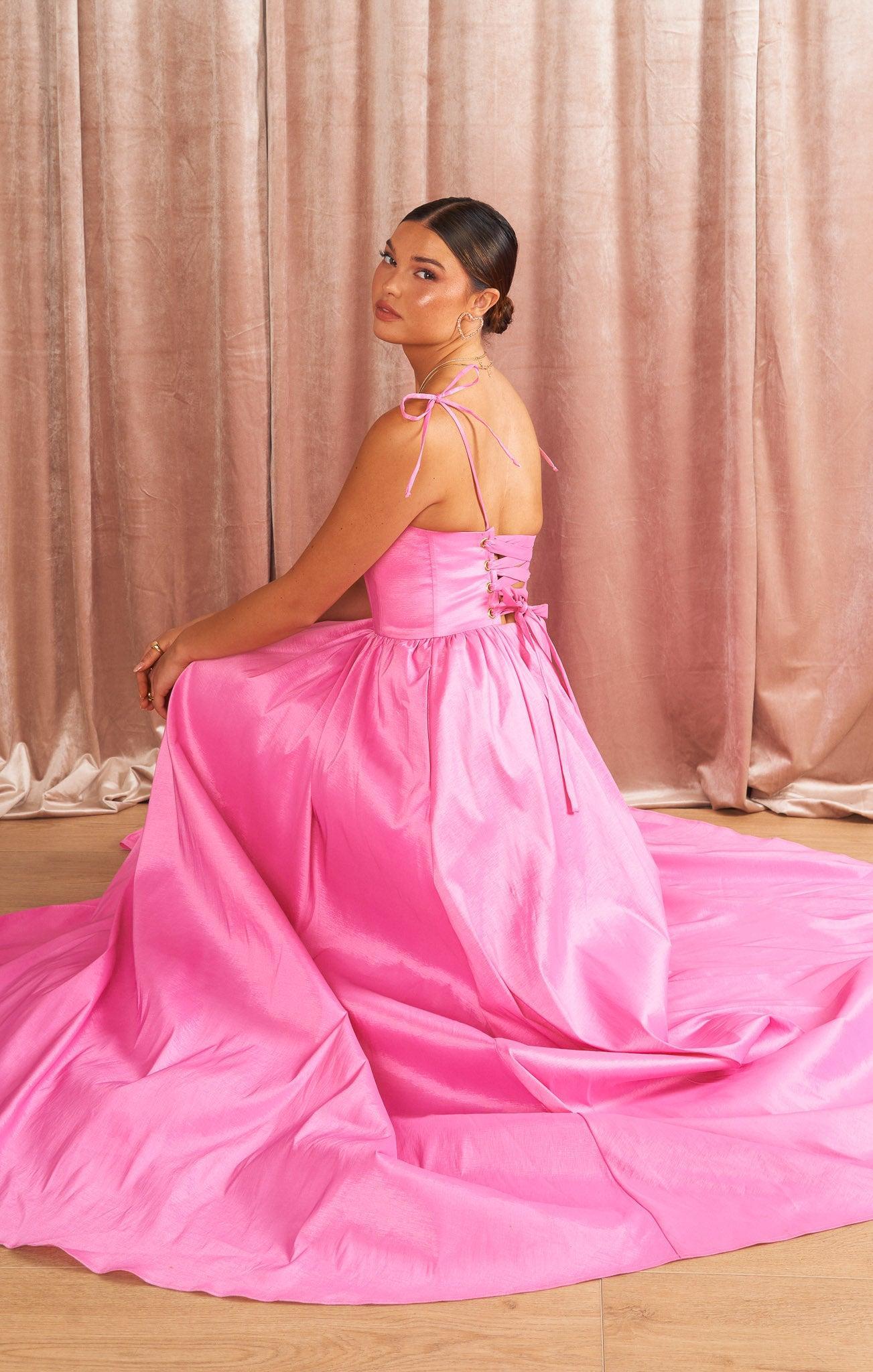 Juliet Maxi Dress ~ Pink Taffeta Product Image