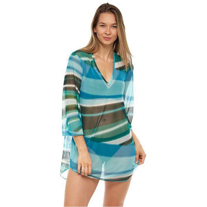 Womens Jordan Taylor Printed Mesh Tunic Swim Cover-Up Blue Product Image