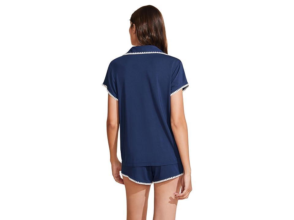 Eberjey Frida Shortie PJ Set (Navy/Ivory) Women's Pajama Sets Product Image