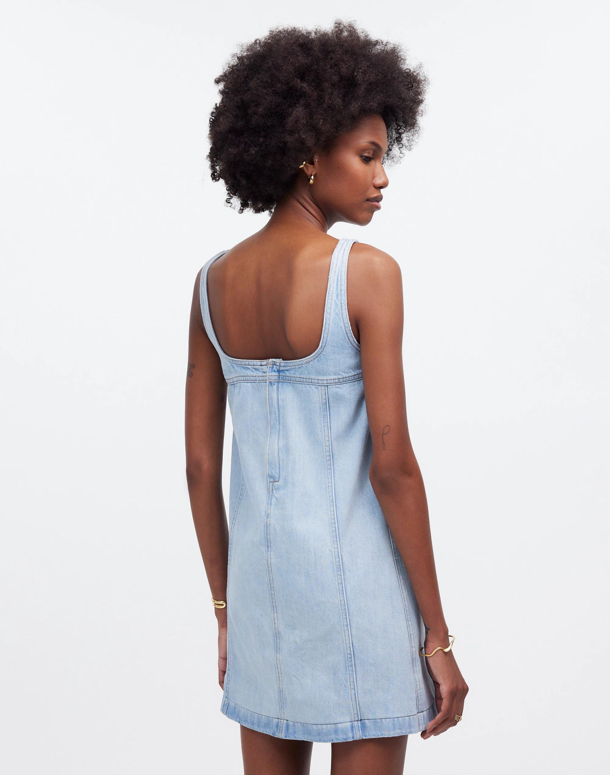 Denim A-Line Sleeveless Mini Dress in Fitzgerald Wash Product Image