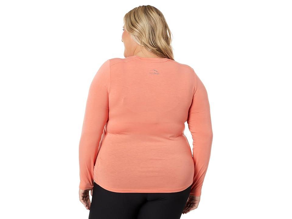 L.L.Bean Plus Size Tropicwear Comfort Crew Long Sleeve (Wild Salmon) Women's Clothing Product Image