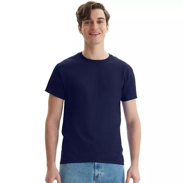 Mens Hanes Essentials 4-Pack Cotton T-Shirt Blue Product Image