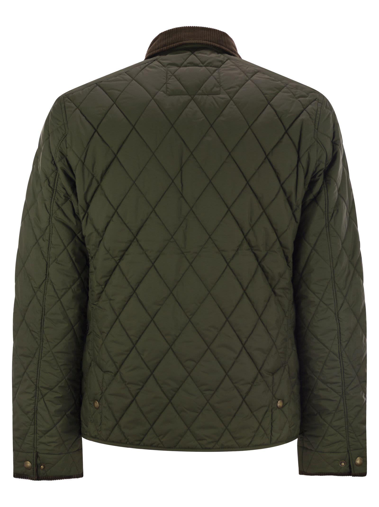 Quilted Straight Hem Jacket In Grün Product Image