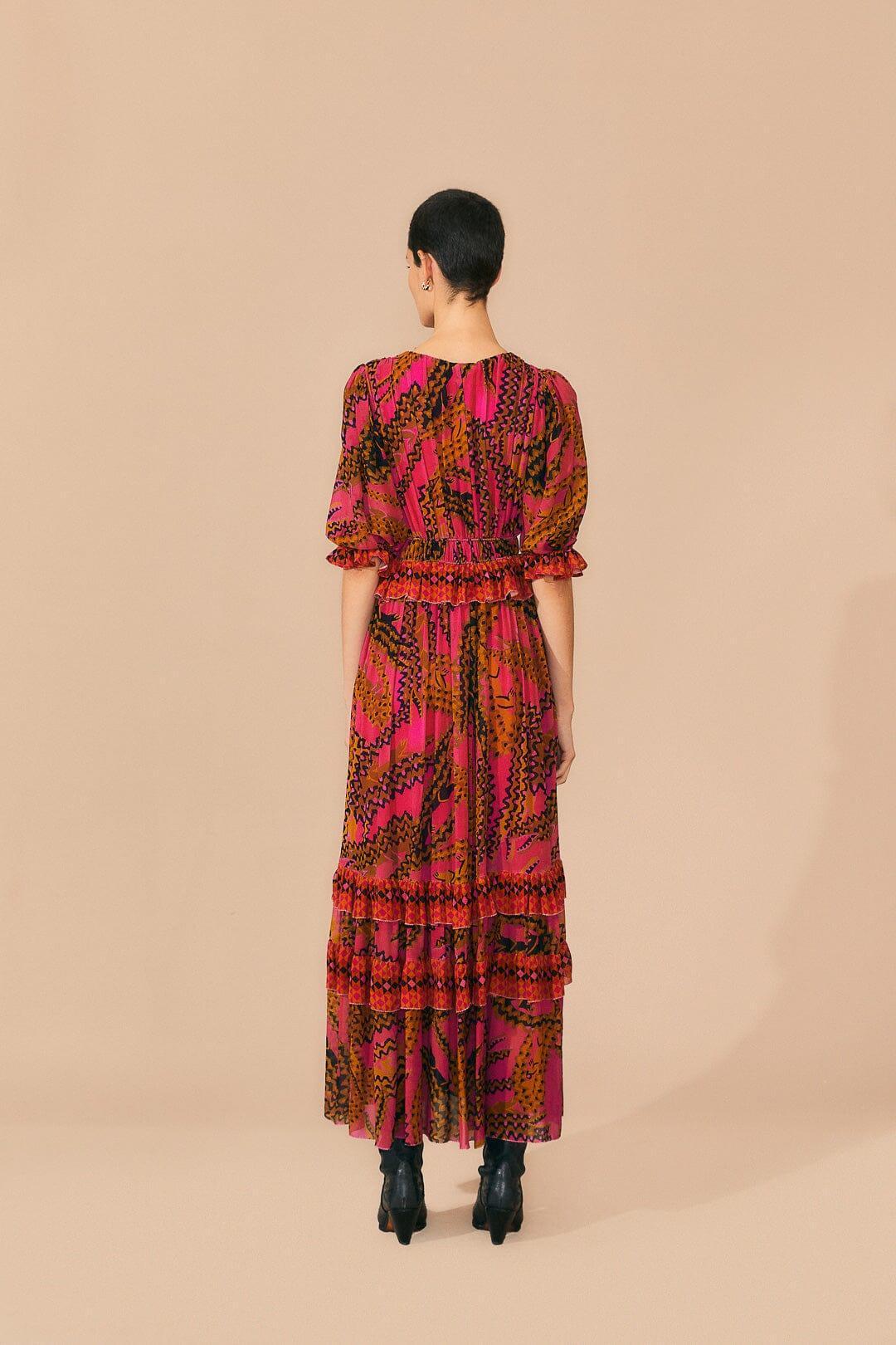 Pink Croco Short Sleeve Maxi Dress Product Image