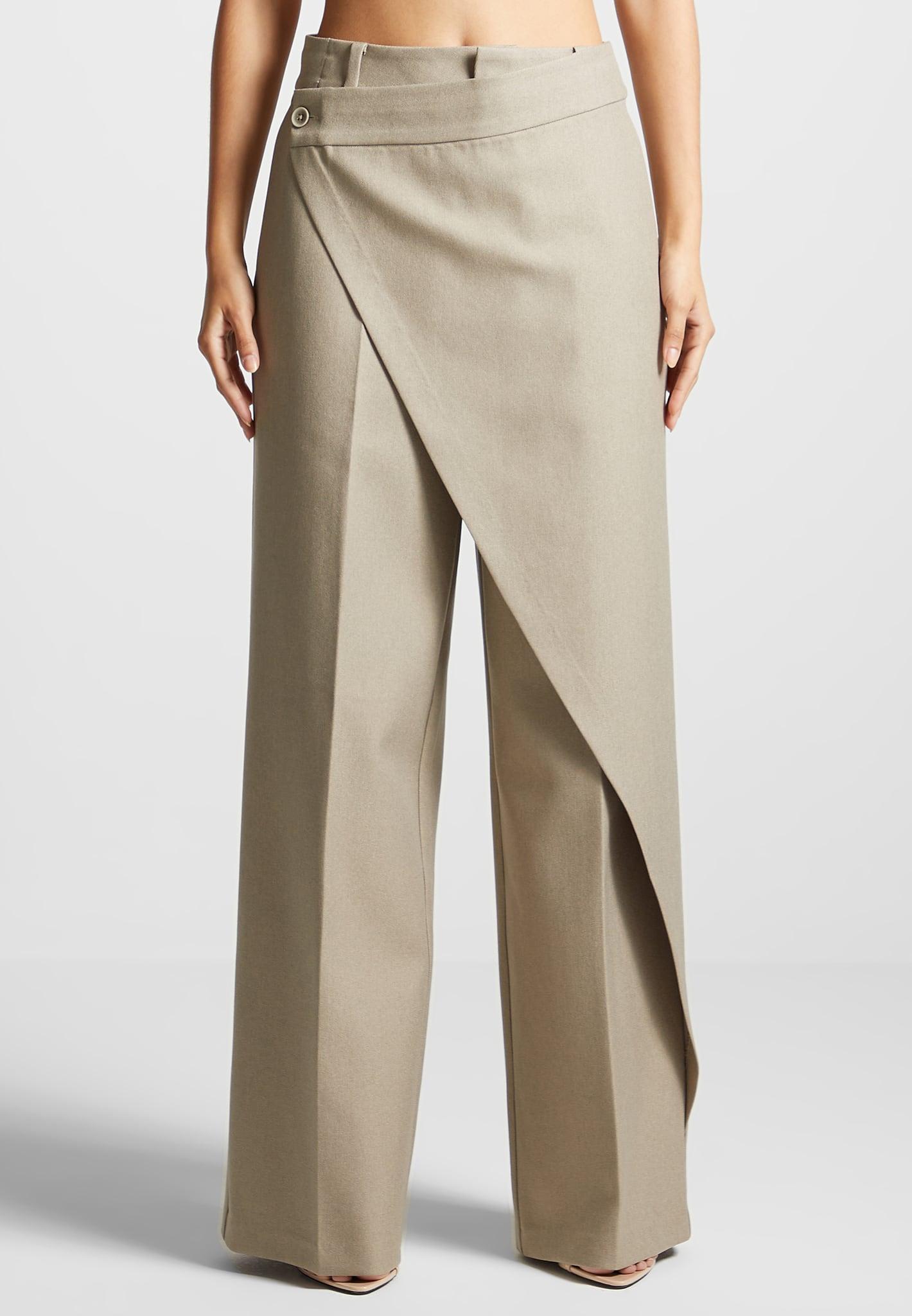 Wrap Tailored Trousers - Beige Female Product Image