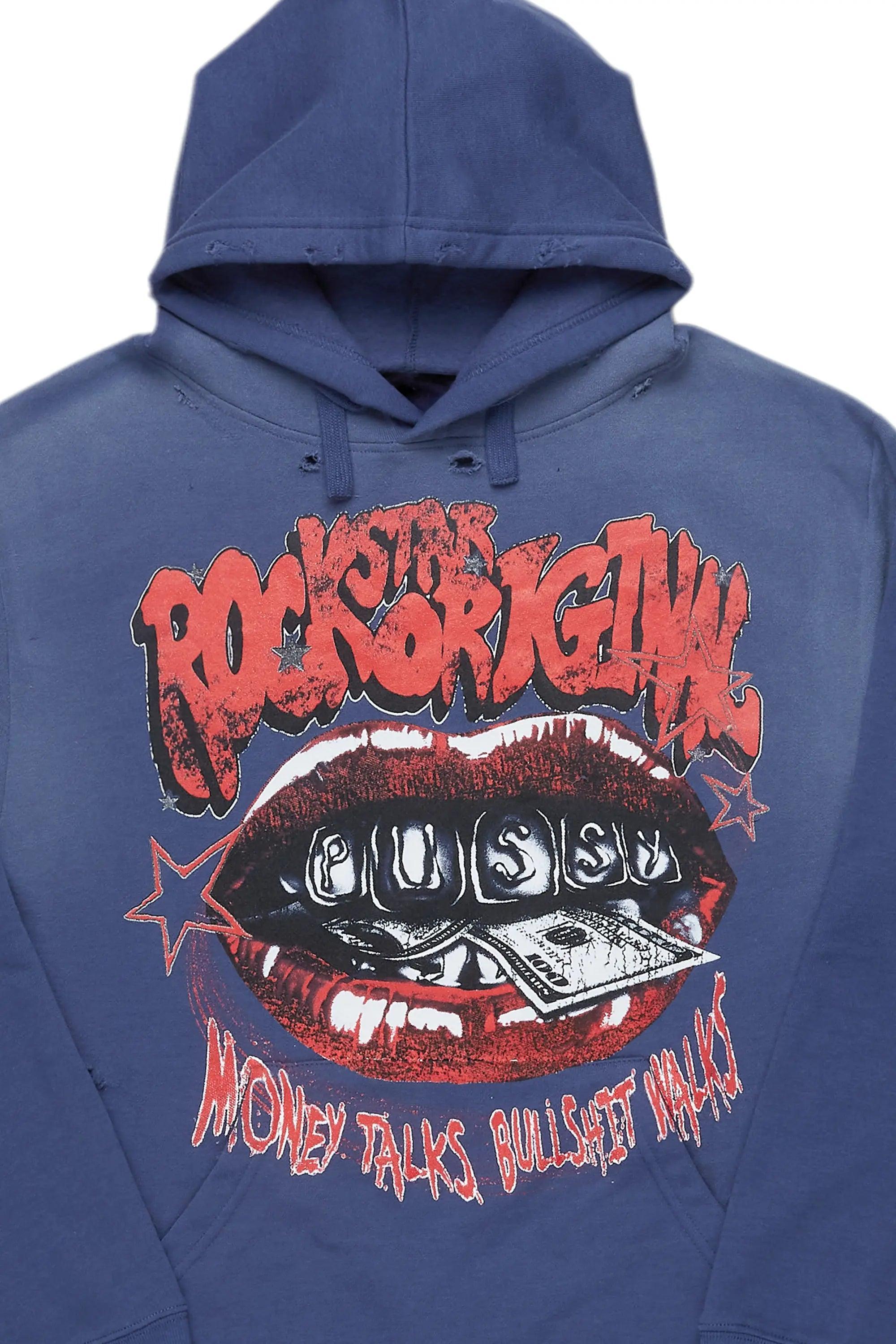 Bloke Navy Graphic Hoodie Male Product Image