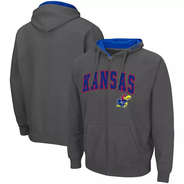 Mens Colosseum Charcoal Kansas Jayhawks Arch & Logo 3.0 Full-Zip Hoodie Product Image