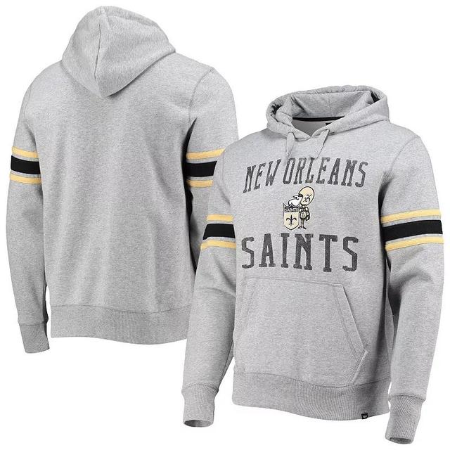 Mens 47 Heathered Gray New Orleans Saints Double Block Throwback Pullover Hoodie Product Image