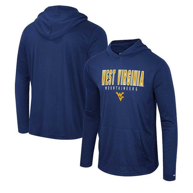 Mens Colosseum Navy West Virginia Mountaineers Team Color Rival Hoodie Long Sleeve T-shirt Product Image